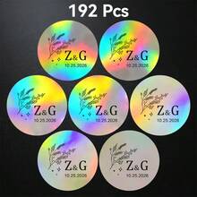 個性化透明標籤附金箔細節，適用於婚禮與特殊活動；客製化透明圓形貼紙，營造優雅慶祝氛圍；完美適用於邀請函與回禮；5*3.5cm；多功能、密封、可重複使用、防水、快乾；精緻、時尚、現代、極簡；可客製化、個性化、獨特；理想禮物；居家生活；營造聖誕氛圍；個性化標籤 - 鐳射圓形3-G7 - 查看 8