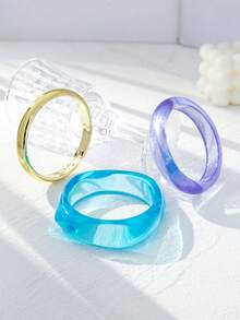3pcs/Set Women's Personalized Fashion Exaggerated Wide Cuff Bracelet Set, Suitable For Daily Wear (Electroplated Random Color) - Multicolor - View 5