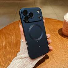 1 pieza Funda de teléfono Hadaasi azul oscuro premium mate con carga inalámbrica magnética, compatible con Apple 17promax, Air, 17, 16, 15, 14, 13, 12, 11ProMax, modelos Plus. Este producto incluye un protector de lente, tiene rendimiento anti-caídas, está hecho de TPU suave y es una funda de teléfono elegante - Azul oscuro - Ver 9