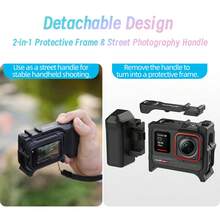 適用於 Insta360 Ace Pro/Ace Pro2 塑膠街頭攝影手把，適合戶外運動與度假旅行派對，快拆翻蓋設計 | 輕量保護框架 | 內建矽膠墊 | 免費掛繩 | 相機保護 - 查看 2