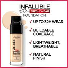 L’Oreal Paris L'Oreal Paris Makeup Infallible Up To 32 Hour Fresh Wear Lightweight Foundation, 411 Beige Ivory, 1 Fl Oz, Packaging May Vary-Father's Day - 510 榛子 - 查看 9
