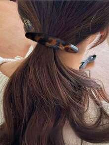 2Pcs Retro Tortoise Print Curved Hair Barrettes, Vintage French Side Hair Clips, Daily Bangs Ponytail Fixing Hair Accessories For Women - Multicolor - View 5