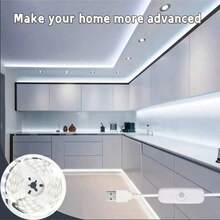 1pc USB Flexible LED Light Strip With Button Switch, Self-Adhesive Tape LED Light, Warm White/White Light, Indoor Room Decoration Light, Suitable For Bedroom, Vanity Mirror, Kitchen, Living Room, Wardrobe Home Decor - White - View 3