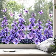 1PC Double-Sided Visible Wind Chime Window Sticker, Purple Butterfly Glass Sticker, Artistic Decorative Sticker, Electrostatic Adsorption Reusable, Suitable For Bedroom, Living Room, Study, Bathroom, Party, Store Decoration - Bellflower - View 3