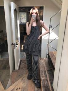 Stylish Solid Color Front Tie Ruffle Trim Camisole Casual Summer - Grey - View 1