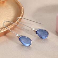Minimalist Fashionable Multi-Color Water Drop Pendant Earrings, Exquisite Elegant Jewelry Accessories For Women, Holiday Gift - Grey - View 3
