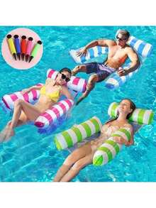 1pc Inflatable Floating Lounge Chair Dual-Use Hammock With Backrest, Free Pump, Foldable Inflatable Pool Chair For Summer, Suitable For Spa, Pool, Beach Party Supplies, Vacation Multi-Functional Pool Party Summer Outdoor Water Entertainment Floating Chair, Portable Floating Bed, Suitable For Travel, Suitable As Summer Birthday Gift, Party Gift, Student Gift - Multicolor - View 4