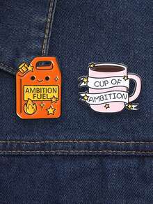 Ignite Your Ambition Gasoline Tank And Coffee Cup Metal Badge, One For Powering Up And One For Daily Motivation, Suitable For Goal-Seekers' Daily Packaging Decoration - Multicolor - View 5