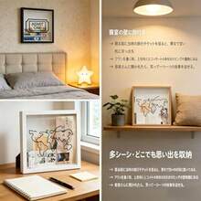 チケットボックス シャドウボックス 思い出 フレーム チケット 収納 立体額 木製 2WAY 壁掛け/卓上 写真 ドライフラワー 記念品 飾り - ホワイト20*20cm - チェックする 5