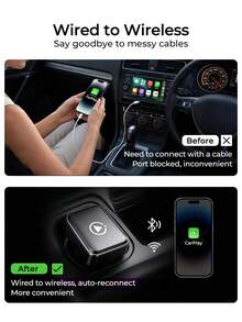 REMAX 2-In-1 Wireless CarPlay Adapter Compatible With Apple CarPlay And Android Auto; Mini Size; Plug And Play; CarPlay Wireless Adapter Compatible With IPhone IOS 6+, Android 11+, Fast And Stable Connection; Car Accessories, Ultra Practical Car Supplies - M26 - View 4