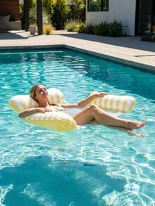 Striped Inflatable Mesh Water Hammock Lounge Chair With 3 Pillow Rolls, Adult Pool Float Chair For Beach And Swimming Pool - Multicolor - View 9
