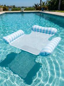 Striped Inflatable Mesh Water Hammock Lounge Chair With 3 Pillow Rolls, Adult Pool Float Chair For Beach And Swimming Pool - Multicolor - View 6