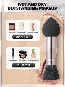 Juego de 3 piezas de herramientas de maquillaje profesional de doble extremo, diseño multifuncional para base/corrector/polvo suelto, esencial de viaje, regalo perfecto para maquilladores/principiantes - Multicolor - Ver 5