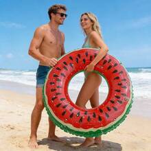 1pc Creative Fruit Shaped Inflatable Swim Ring, Classic Watermelon Print, Large Pool & Beach Float, Ideal Summer Vacation Leisure Accessory, Party Decoration Practical Swimming Float - Multiple Styles - View 2