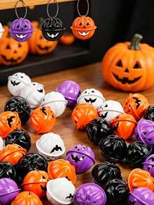 6pcs/1pc Colorful Halloween Pumpkin Decorative Bells, Suitable For Halloween Party Home Decor, Horror Theme Party Decoration, Halloween Trick Or Treat Prizes, Haunted House Decoration, Vintage Style Party Favors - One Size Fits All - View 5