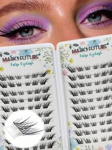 120 Clusters Cat Eye And Fox Eye Style Self-Adhesive False Eyelashes, 9-13Mm C Curl Self-Extension Lashes, Designed For Creating Stunning Makeup Looks. - C - View 1