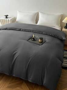 1pc Solid Color Single Duvet Cover Bedding, Soft & Comfortable, Skin-Friendly Fabric, Delicate Touch, Combines Comfort & Aesthetics, Cares For Sleep, Skin-Friendly Craftsmanship, Suitable For Dorm Students, Home Bedroom Bedspread, Guest Room Use, All Seasons, Zipper Closure, Multiple Colors, Soft & Durable, Large Size Bedding - Dark Grey - View 6