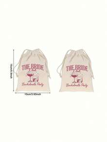 12pcs Bridal Club Bachelorette Party Drawstring Bags, Cocktail Glass Print Natural Linen Gift Bags, Reusable Bridesmaid Gift Bags, Suitable For Bridal Shower, Bridesmaid Gifts And Bachelorette Party Supplies - View 6