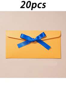 20pcs Colorful Envelopes, Creative Premium European Style Envelopes With Bow, Thickened Pearl Paper, Long Envelopes - Regular Model - View 12