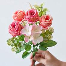 Artificial Rose Hydrangea Bouquet Spring Home Party Wedding Table Decoration Wedding Artificial Flower Arrangement Beautiful Gift Box, Diy Bouquet, Suitable For Wedding Arrangement Party Home Decoration - Multicolor - View 2