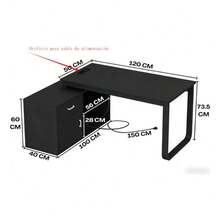L-Shaped Table With Storage Cabinet 120cm Black - Black - View 3