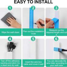 1pc/2pcs/3pcs/4pcs 0.78in X 15.74in Cable Organizer - Cable Channel Cover - Wall Cable Cover - Easy Install Cable Management System For 3-4 Wires, Home Office Cable Raceway, Height 1.1cm, White - A - View 11