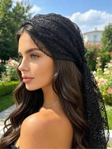 1pc New Long Lace Hair Band, Bridal Headband, Bohemian Style Versatile Hair Scarf, Fashion Hair Tie Summer Hair Accessories Beach Bandanas - Multicolor - View 5
