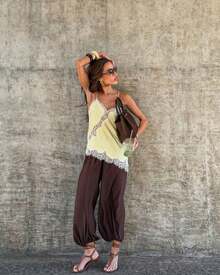 Spring/Summer New Asymmetrical Camisole With Lace And Elegant And Modern Design 2026 Cross-Border - 黃色 - 查看 3