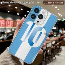 Funda para teléfono,fundas protector para celular antiimpacto compatible  11 12 13 14 15 16 rayas albiceleste número 10 ideal para fanáticos argentinos uso diario fundas para celular - transparente - Ver 7