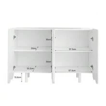 Sideboard, Teardrop-Shaped Sideboard With Molded Doors And Soft-Close Hinges - 白色 - 查看 6