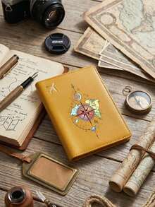 1pc Map Compass Fashion Pattern Passport Cover, Minimalist Design, Foldable For Convenient Use, Travel Essential, Stylish Passport Holder. Personalized Passport Protective Sleeve Card Holder, Cruise Essential, Yellow, Black, Blue, Pink, Red, White, 6 Color Options, Colorful, Minimalist, Personalized, Unique, Travel Essential For Passport Holders - Multicolor - View 9