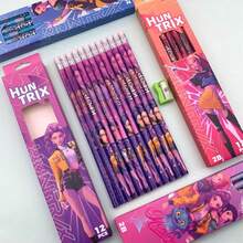 12Pcs/1Box Demon-Hunting Girl Group 2B Boxed Pencil Set, Random Style Student Writing Stationery, Back-To-School School Supplies & Fan Holiday Gift For K Pop Lovers - Multicolor - View 3