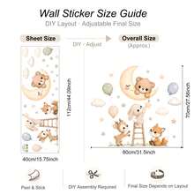 Forest Animal Wall Decals, Bear, Rabbit, Deer, Fox, Moon, Star, Cloud, Balloon Nursery Wall Stickers, Watercolor Bohemian Neutral Baby Room Decor, Newborn Baby Shower, Housewarming Gift, Suitable For Children's Bedroom - Forest Animal Wall Stickers - View 12