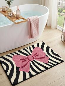 1 buah Keset Kamar Mandi Mewah, Lembut dan Nyaman di Kaki, Desain Pita Merah Muda yang Manis, Bagian Bawah Anti Selip TPR, Cocok untuk Kamar Mandi, Lorong, Kamar Tidur, Ruang Tamu, dan Samping Tempat Tidur, Dapat Dicuci dengan Mesin dan Mudah Dibersihkan, Karpet Dekoratif untuk Dekorasi Rumah - MultiWarna - View 6
