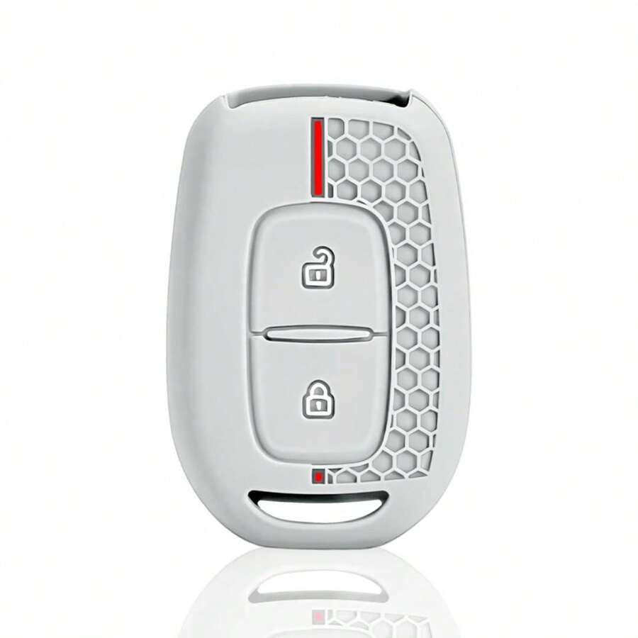 2-Button Remote Key Fob Silicone Protective Cover Compatible With Renault Kwid, Traffic Symbol, Dacia Sandero, Logan, Duster (2016, 2017, 2018 Models) - GRAY - View 1
