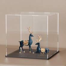 Display Case For Collectibles Assemble Clear Acrylic Box Alternative Glass Case For Display Action Figures Home Storage & Organizing Toys - Black Base - View 3