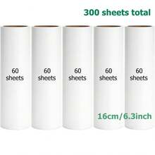 6.3 Inch Lint Roller Refill, Super Sticky, Suitable For Pet Hair, 60 Sheets Per Roll, 5 Rolls, Total 300 Sheets - 6.3in (Pack Of 5, Total 300 Sheets) - View 8