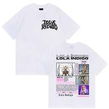 Singer Lola Tour Indigo Merch Graphic T-Shirt For Men And Women Retro Fashion Harajuku T-Shirts Pure Cotton Tops Short Sleeve Tees - CMT23707 - 查看 2