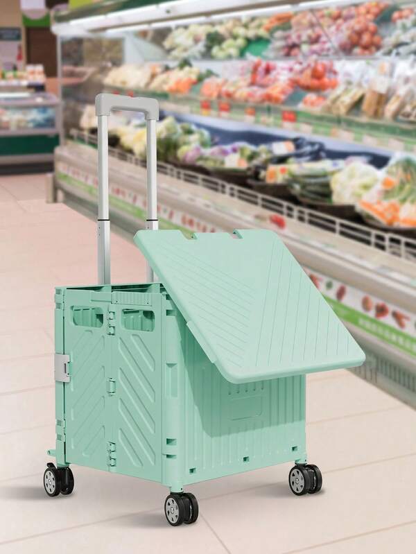 1pc 8-Wheel Stair Climbing Shopping Cart, Rolling Foldable Multi-Function Storage Cart With Telescopic Handle, Reusable, Suitable For Home, Garden, Shopping, Office, School, Halloween, Christmas, Graduation Season And More