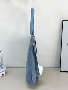 小學生與中學生適用帆布托特包，卡通印花補習包，單肩斜跨帆布包，多功能大容量書包 - 查看 5
