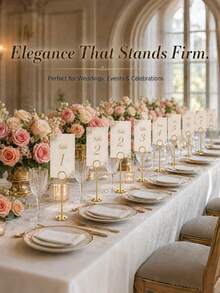 1/2/4pcs 15cm Gold Wire Table Number Place Card Holders, Elegant Photo Menu Name Card Stand, Wedding Essentials Decor For Wedding Reception,Banquet,Restaurant Dinner,Birthday Party,Office Desk & Home Table Centerpiece Decor. - Gold - View 6