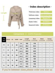 ROSIE POPHUB Women's Apricot Casual Loose Short Windbreaker, Fashion Lapel Belted Elegant Shirt, Suitable For School, Daily, Office Wear In Summer - Apricot - View 5