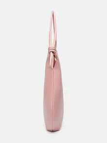 Casual Minimalist Large-Capacity Tote Bag, Retro Slouchy Drawstring Shoulder Bag, Multifunctional Premium Office Pleated Shopping Bag - Pink - View 6