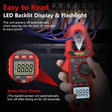 HYTAIS Professional TRMS TS-18D Clamp Meter, 6000 Counts Auto-Ranging, Can Test Current, Voltage, Resistance, NCV, Temperature. Equipped With LED Light, REL Function, Auto Power-Off, 27mm Wide Jaw, Suitable For Electricians, Automotive And Home Wiring Testing Precision Multimeter. - Rose Red - View 7