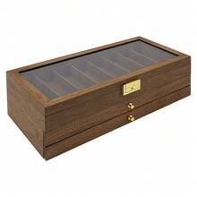 HOHOBLA 3-Layer Pocket Knife Display Case, 22 Slot Lockable Knife Storage Box With Clear Glass Lid, Wooden Collector Organizer Storage Box For Folding Knives - Walnut Color - 3-layer - View 10