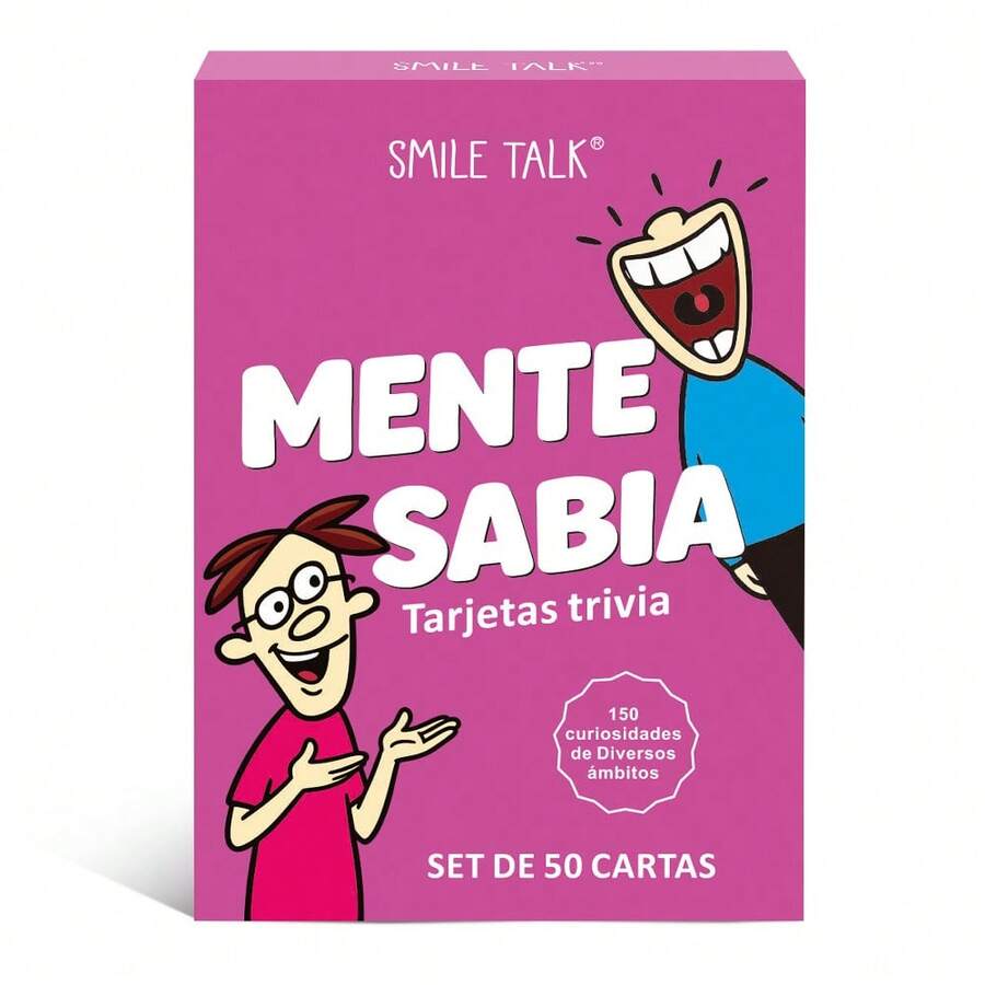 HEART BRIDGE Spanish Knowledge Competition Card Game, Tabletop Game, 150 Interesting Knowledge Questions Covering A Wide Range Of Fields, Suitable For Party Entertainment, Family Interaction, Group Knowledge Competition, Perfect Gift For Friends On Christmas/Halloween/Birthday Parties. |50 Cards| - Red Violet - View 1