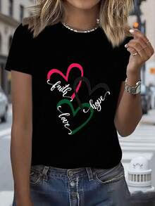 Camiseta Mujer Manga Corta Cuello Redondo Estampado Casual, Blusa Básica Corte Relajado, Top Versátil para Diario y Vacaciones de Verano, Ropa Cómoda - Blanco - Ver 1