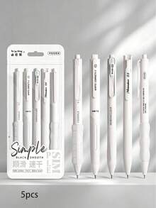 5pcs/Set Fashionable Retractable Gel Pens, Quick-Drying Smudge-Proof, Smooth Writing, Practical And Stylish, Suitable For Back To School Season - Multicolor - View 1