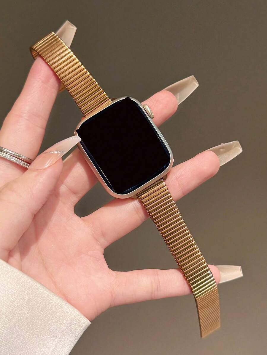 1條適用於Apple Watch 38mm 40mm 41mm 42mm 44mm 45mm 49mm 46mm 女款不鏽鋼替換腕帶錶帶 S9 S10 S11 Se9/8/7/6/5/4/3 - 玫瑰金 - 查看 1