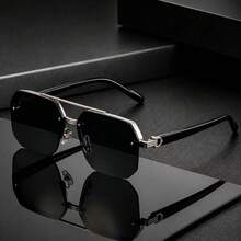HOYNI 1 Pair Elegant Men's Large Frame Metal Double-Bridge Fashion Glasses, Round Double Rivet Exquisite Slimming Chic, Suitable For Travel, Vacation, Daily Wear, Beach And Outdoor Activities. Essential For Summer Beach Vacation And Outdoor Travel. - Multicolor - View 17